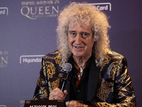 Queen band member Brian May attends a press conference ahead of the Rhapsody Tour at a hotel in Seoul on Jan. 16, 2020.