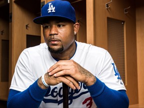 Carl Crawford of the Los Angeles Dodgers poses for a portrait during spring training photo day at Camelback Ranch on February 28, 2015 in Glendale, Arizona.
