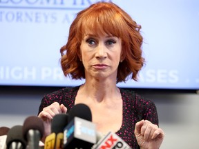 Kathy Griffin speaks during a press conference at The Bloom Firm on June 2, 2017 in Woodland Hills, Calif.