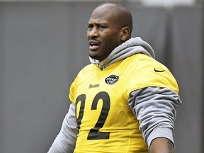 In this Dec. 23, 2017 file photo, Pittsburgh Steelers' James Harrison takes part in practice in Pittsburgh.