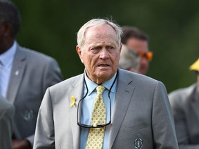Jack Nicklaus looks on after the final round of the 2019 Memorial golf tournament at Muirfield Village Golf Club.
