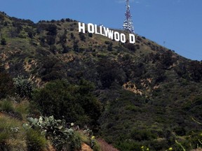The Hollywood sign can be seen in the distance during the outbreak of COVID-19 in Los Angeles, May 9, 2020.