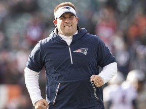 Josh McDaniels, the New England Patriots offensive coordinator, is seen before the game against the Cincinnati Bengals at Paul Brown Stadium on December 15, 2019 in Cincinnati.