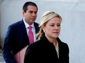 In this March 29, 2017, file photo, Bridget Anne Kelly, former deputy chief of staff to then-New Jersey governor Chris Christie, arrives for her sentencing in the Bridgegate trial at the U.S. Federal Courthouse in Newark, N.J.