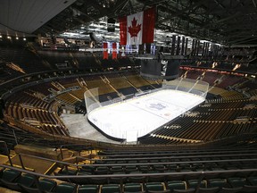 Scotiabank Arena remains quiet after the NHL and NBA suspended play due to the COVID-19 outbreak, Thursday, March 12, 2020.
