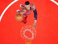 Damian Lillard of the Portland Trail Blazers scores on a dunk in a 108-98 win over the Los Angeles Clippers during Game Five of the Western Conference Quarterfinals during the 2016 NBA Playoffs on April 27, 2016. in Los Angeles.