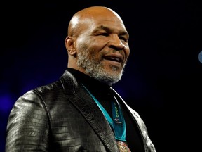 Former world heavyweight champ Mike Tyson attends the fight between Deontay Wilder and Tyson Fury at the Grand Garden Arena at MGM Grand in Las Vegas February 22, 2020.