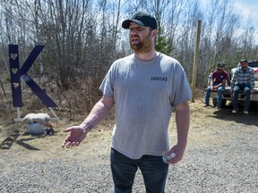 Nick Beaton attends a memorial for his wife Kristen Beaton in Debert, N.S. on Sunday, April 26, 2020.