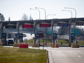 The U.S. port of entry into Blaine, Wash., is seen at a very quiet Douglas-Peace Arch border crossing, amid concerns about the spread of the coronavirus in Surrey, B.C., on Wednesday, March 18, 2020.