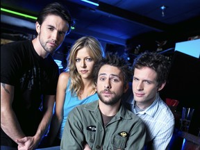 Rob McElhenney, left, Kaitlin Olson, Charlie Day and Glenn Howerton in "It’s Always Sunny in Philadelphia."