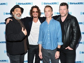 Kim Thayil, Chris Cornell, Matt Cameron and Ben Shepherd of Soundgarden visit SiriusXM Studios on June 2, 2014 in New York.