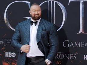 Hafthor Julius Bjornsson arrives for the premiere of the final season of "Game of Thrones" at Radio City Music Hall in New York April 3, 2019.