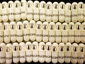 Capsules of the drug thalidomide are seen on April 7, 1998 at the Celgene Corp., in Warren, N.J., printed with a symbol warning pregnant or soon-to-be pregnant women against use of the drug that had caused thousands of infant deformities.
