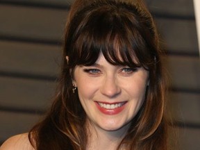 Zooey Deschanel attends the Vanity Fair Oscar Party at Wallis Annenberg Center for Performing Arts.