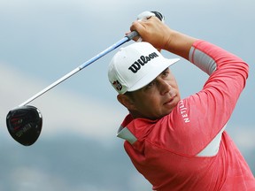 Gary Woodland of the United States plays a shot from the 14th tee during the final round of the 2019 U.S. Open at Pebble Beach Golf Links on June 16, 2019, in Pebble Beach, Calif.