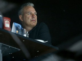 General manager Kevin Cheveldayoff watches during Winnipeg Jets training camp at Bell MTS Iceplex on Sun., Sept. 15, 2019. Kevin King/Winnipeg Sun/Postmedia Network