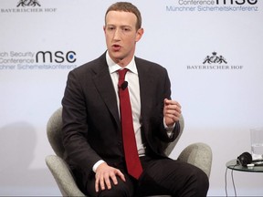 Facebook founder and CEO Mark Zuckerberg speaks during a panel talk at the 2020 Munich Security Conference (MSC) on February 15, 2020 in Munich, Germany.