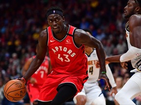 Toronto Raptors forward Pascal Siakam drives to the basket during a game earlier this season.