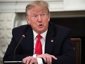 U.S. President Donald Trump speaks during a roundtable at the State Dining Room of the White House June 18, 2020 in Washington, DC.