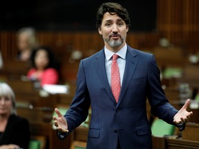 Prime Minister Justin Trudeau speaks during a meeting of the special committee on the COVID-19 pandemic, as efforts continue to help slow the spread of the coronavirus disease (COVID-19), in the House of Commons on Parliament Hill in Ottawa, June 16, 2020.