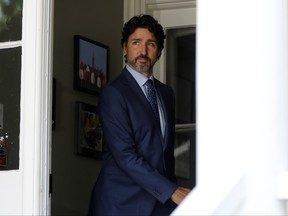 Prime Minister Justin Trudeau arrives for a news conference at Rideau Cottage, as efforts continue to help slow the spread COVID-19, in Ottawa, June 22, 2020.