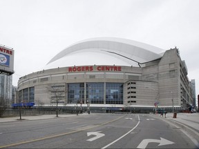 A general view of Rogers Centre during the afternoon of the postponed season opener between the Boston Red Sox and the Toronto Blue Jays. The game was postponed due to the coronavirus COVID-19 pandemic.