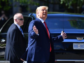 U.S. President Donald Trump arrives at West Point, New York, on June 13, 2020.
