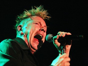 John Lydon (aka Johnny Rotten ) with his other band , Public Image Limited, in concert at the Phoenix Concert Theatre in Toronto. Lydon is caring for his wife full-time as she battles Alzheimer’s disease.
The 64-year-old married German heiress Nora Forster, 78, in 1979 and first revealed she was suffering from dementia last year.