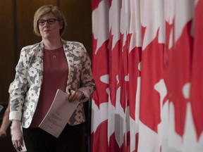 Employment, Workforce Development and Disability Inclusion Minister Carla Qualtrough arrives for a news conference, Friday, June 5, 2020 in Ottawa.