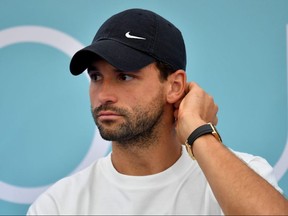 In this file photo taken on June 12, 2020 Grigor Dimitrov attends a press conference of the Adria Tour on June 12, 2020 in Belgrade.