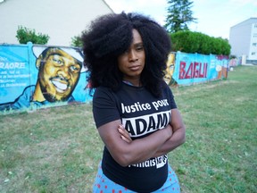 Assa Traore, sister of Adama Traore, a 24-year-old black Frenchman who died in a 2016 police operation, poses during an interview with Reuters in Beaumont-sur-Oise, near Paris, June 7, 2020.