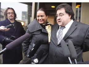 Frank Ostrowski, 60, leaves the Winnipeg Law Courts on Dec. 18, 2009 with his daughter Amber following being granted bail after spending 23 years in prison for a murder he says he didn't commit. Ostrowski is seeking more than $16 million is damages plus interest and legal costs. His statement of claim alleges prosecutors and others involved in the case violated his right to a fair trial and engaged in a miscarriage of justice. Ostrowski was convicted in 1987 of ordering the shooting of a drug dealer, based largely on the testimony of a key witness -- Matthew Lovelace -- who had separate charges of cocaine possession stayed in exchange.