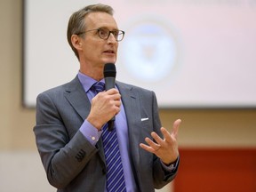 Conservative Party candidate Greg McLean speaks at the Western Canada High School and Central Memorial High School all-candidate forum on Wednesday, October 2, 2019.