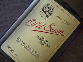 A bottle of Old Sam Demerara rum is seen in Halifax on Friday, June 19, 2020. The Newfoundland and Labrador Liquor Corp. is reviewing the logo for its Old Sam Rum brand.