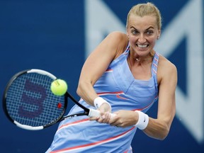 Czech Republic's Petra Kvitova in action during her final match against Czech Republic's Karolina Muchova, as play resumes, following the outbreak of the coronavirus disease (COVID-19).