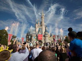 Fireworks go off around Cinderella's castle during the grand opening ceremony for Walt Disney World's new Fantasyland in Lake Buena Vista, Fla., in this file photo from Dec. 6, 2012.