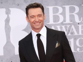 Hugh Jackman arrives at the Brit Awards held at the O2 Arena in London, Feb. 20, 2019.