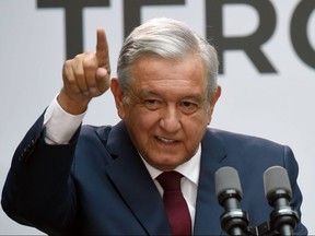 In this file photo taken on September 1, 2019, Mexico's President Andres Manuel Lopez Obrador delivers his first state of the nation address at the National Palace in Mexico City.