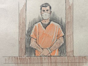 Former Minneapolis police officer Thomas Lane, one of three officers charged with aiding and abetting in the murder of George Floyd, is seen in an artist's sketch attends a court hearing in Minneapolis, Minnesota, U.S. June 4, 2020.