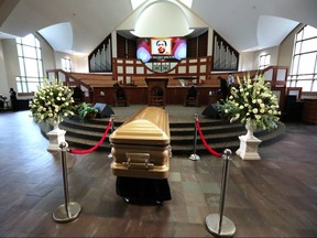 The body of Rayshard Brooks arrives for his funeral at Ebenezer Baptist Church on June 23, 2020 in Atlanta.