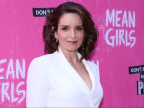 Tina Fey arrives on opening night of the Broadway musical Mean Girls at the August Wilson Theatre in New York.
