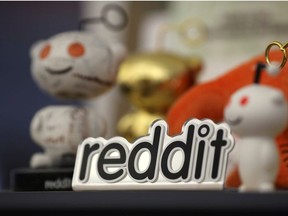 Reddit mascots are displayed at the company's headquarters in San Francisco, California April 15, 2014.