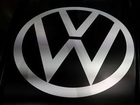 The logo of Volkswagen is pictured at the LA Auto Show in Los Angeles, California, U.S., November 20, 2019.