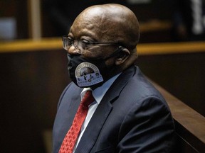 Former South African President Jacob Zuma appears at the Pietermaritzburg High Court in Pietermaritzburg, South Africa, on June 23, 2020.