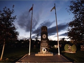 The cenotaph at Oakville's St. Volodymyr Ukrainian Cemetery, October 25, 2017.