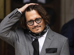 Actor Johnny Depp arrives at the Royal Courts of Justice, Strand on July 13, 2020 in London, England.