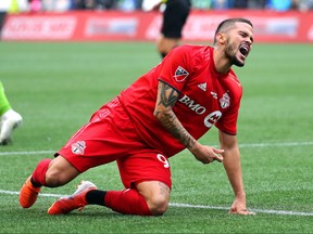 Toronto FC’s Auro reacts to a call during a game last year.