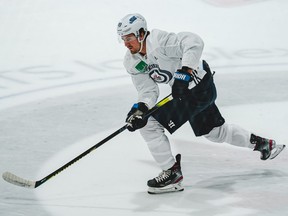 Winnipeg Jets centre Mark Scheifele takes part in a NHL workout at Bell MTS Iceplex on Tuesday.