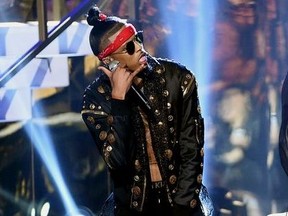 Rapper August Alsina performs alongside  Future and DJ Khaled (not pictured) onstage during the 2016 American Music Awards at Microsoft Theater on November 20, 2016 in Los Angeles, California.