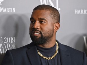 In this file photo taken on November 6, 2019, US rapper Kanye West attends the WSJ Magazine 2019 Innovator Awards at MOMA in New York City.